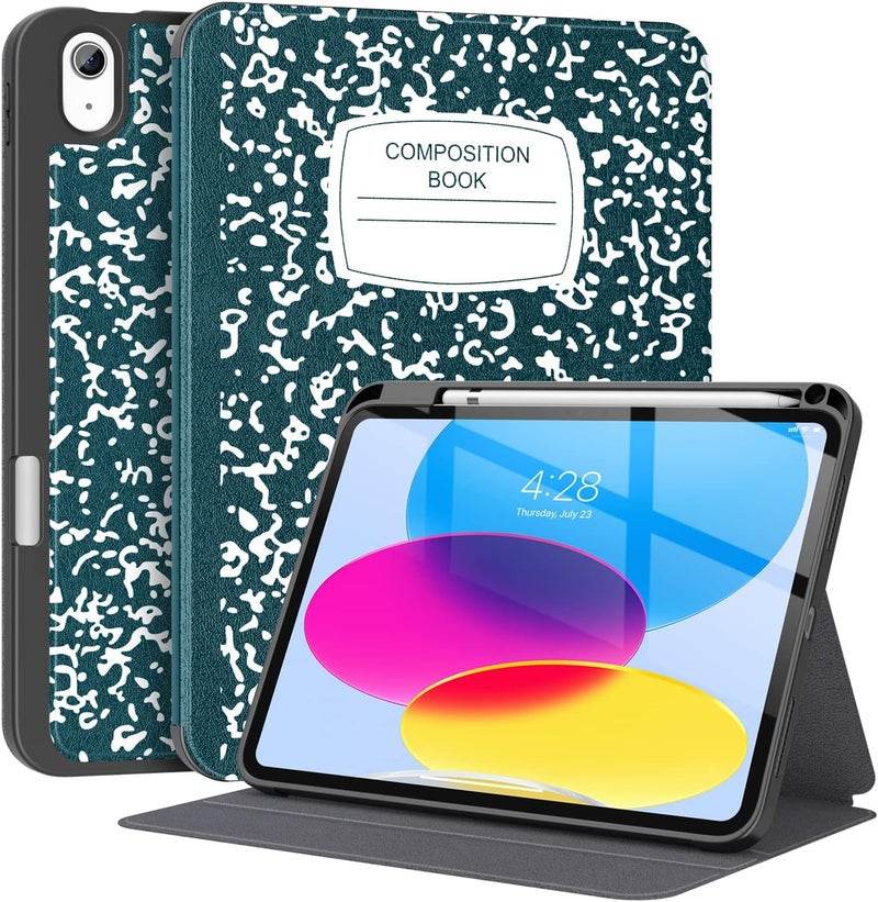 Supveco Case for ipad 10th Generation 10.9 Inch 2022 with Pencil Holder-[Multi Viewing Angles+Auto Wake/Sleep], Premium Folio Stand Case with Soft TPU Back Cover for iPad 10th Gen 2022-Teal - Image 1